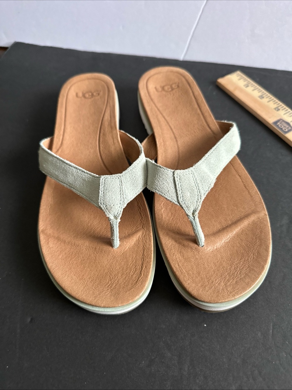 UGG Women's Sage Green Suede Thong Sandals